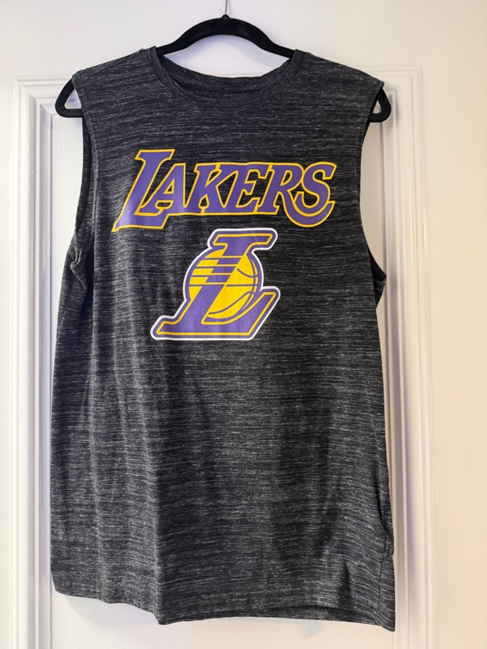 NBA Los Angeles Lakers Black Heather Muscle Tank with Purple and Gold Logo